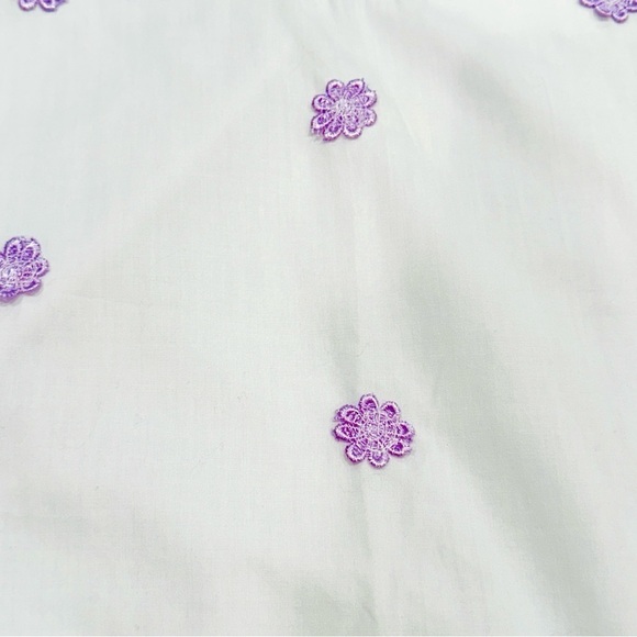 Vintage Pinafore Apron Lavender Embroidered Dark Purple Ruffles - Picture 10 of 10